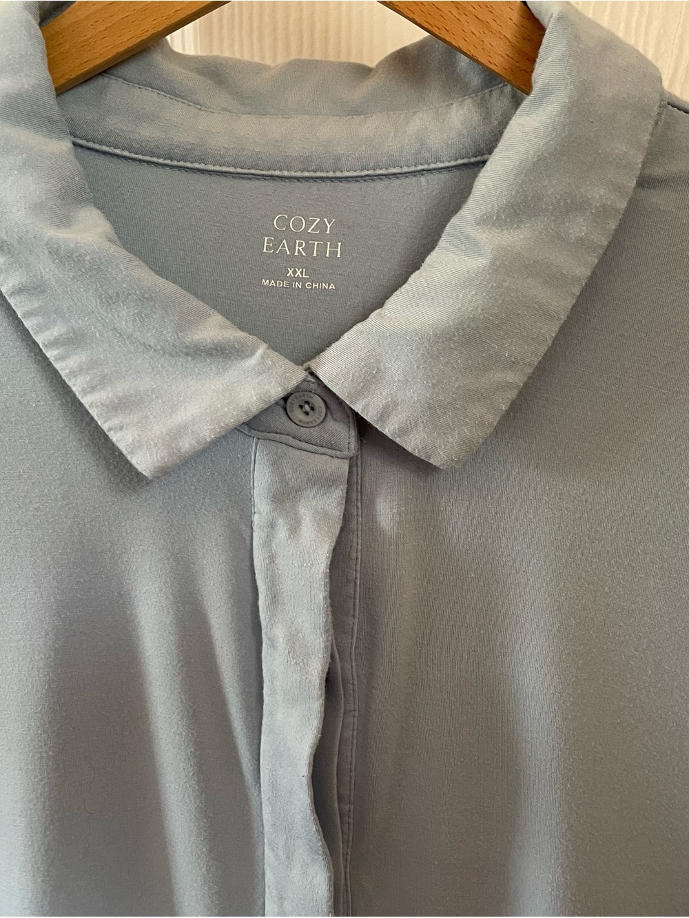 Cozy Earth Women's Light Blue Long Sleeve Button-Front Tee - Picture 2 of 7
